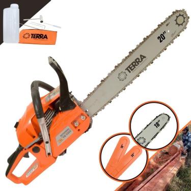 Imagem de Motosserra Profissional Terra Mt520 à Gasolina 2t 2,5hp 52cc Com Sabre De 18'' E Sabre De 20''