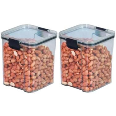 Imagem de Porta Frios Hermetico, Kit de Pote de Mantimentos Quadrado Acrílico Slim 950ml Tampa com Trava(2 Potes)