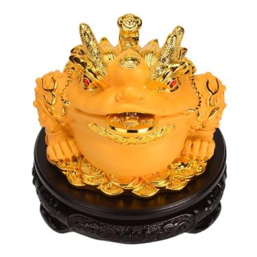 Imagem de Estátua Feng Shui Dinheiro Sapo Três Pernas com Base Rotativa de Madeira, Atrai Riqueza Sorte Negócios Prosperos, Decoração para Caixa Registradora, Mesa de Escritório, Aquecimento de Casa, Presente