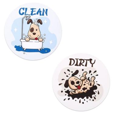 Imagem de 2 Peças de Placas Magnéticas Engraçadas Limpeza e Sujidade para Máquina Lavar Louça, Placa Magnética Dupla Face Reversível Limpeza e Sujidade para Máquina de Lavar Louça Frigorífico Lavandaria