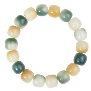 Imagem de Pulseira Natural Bodhi Seed com miçangas verdes polidas e castanhas - 