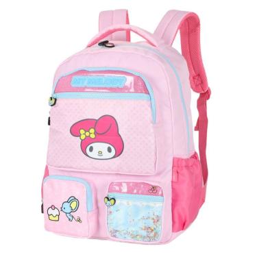 Imagem de Mochila Escolar Amigo Hello Kitty Costa Juvenil Grande Rosa