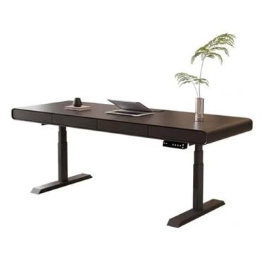Imagem de Mesa de trabalho Mesa de trabalho elétrica com gaveta, mesa escrita altura ajustável e estação carregamento, madeira para sentar levantar(M)