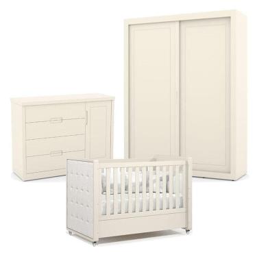 Imagem de Quarto De Bebe 2 Portas Tutto New Off White Com Capitonê New Boucle - Matic