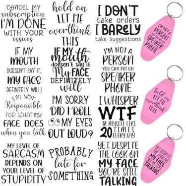 Imagem de 60 peças de papéis de transferência de chaveiro UV DTF - Decalques de vinil para chaves e etiquetas de bagagem, desenhos engraçados com revestimento resistente a arranhões, papéis de transferência