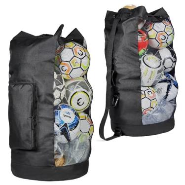 Imagem de Fitdom Bolsa de bola para equipamento de futebol GG resistente com alça de ombro ajustável para treinador. Bolso frontal grande para acessórios esportivos. Melhor para todos os equipamentos ao ar livre e aquáticos