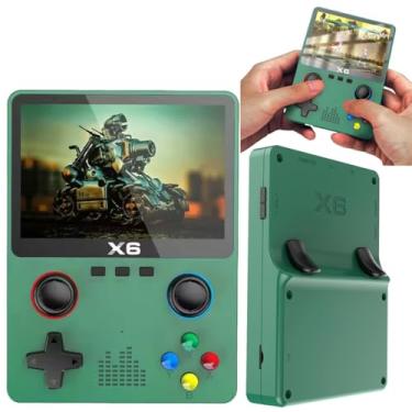 Imagem de X6 Console De Vídeo Game Retro Portátil 3,5 polegadas Tela 10000 + Jogos Clássicos, Sistema Linux, Suporte para TV, TF 64GB (Verde)