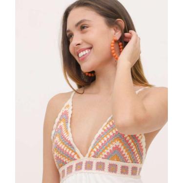 Imagem de Vestido Feminino Frente Única Crochê Marisa-83033, Off white, PP