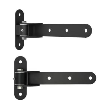 Imagem de Pacote com 2 dobradiças de portão resistentes, dobradiças de portão giratório de 180°, cerca de madeira resistente, dobradiças de cerca para portões externos com rolamentos de esferas, dobradiças de