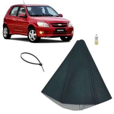 Imagem de Coifa Forro Courvin Cobertura Alavanca Câmbio Manual Compatível Com Celta Life 2010 Á 2015 (PRETO - COSTURA PRETA)