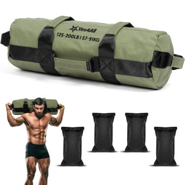 Imagem de Yes4All Sacos de areia para treino, sacos de areia resistentes - verde militar - GG
