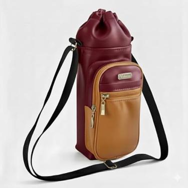 Imagem de Bolsa Térmica (VINHO COM CARAMELO) GALANTE para Garrafa de 1 LITRO em Couro Sintético - Coleção Cores VERÃO 2026