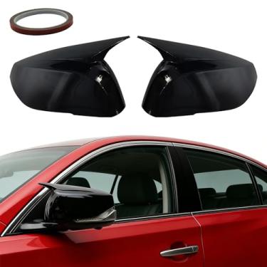Imagem de Tampas de espelho lateral preto brilhante para acessórios, espelho lateral do motorista e do passageiro compatível com acessórios Infiniti Q50 Q60 Q70 Q50S