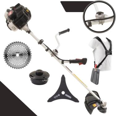 Imagem de Roçadeira Profissional Lateral Kawashima Kw52le À Gasolina 52c 2,5hp Com Faca 3 Pontas + Faca 40 Dentes Duraline 255mm