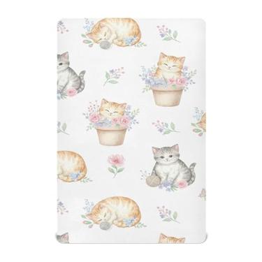 Imagem de Burbuja Lençol para berço de gato para meninos e meninas, lençol com elástico 71 x 132 cm, macio e respirável