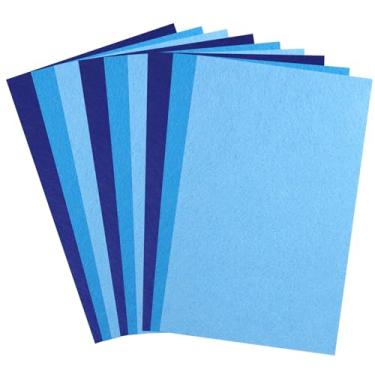 Imagem de Folhas de feltro azuis de 20 x 30 cm para artesanato, 9 peças de folhas de tecido de feltro de costura fina, papel de feltro, folhas de tecido não tecido, folhas de artesanato para projetos de costura