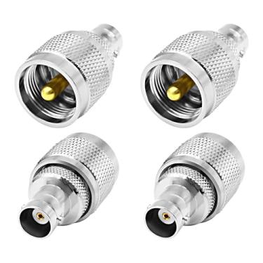 Imagem de XMSJSIY BNC fêmea para SO239 PL259 UHF macho adaptador de antenas coaxiais conector coaxial de baixa perda para rádio amadorador/dispositivos LAN sem fio/antenas RF -4 peças
