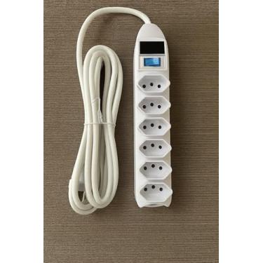 Imagem de Filtro de Linha/Extensão 6 Tomadas (Novo Padrão) - Cabo 3 Metros Cobre Puro - Bivolt (127V/220V) - Material Antichamas, 10A