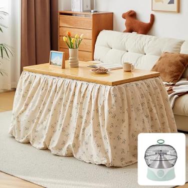 Imagem de Grande mesa de aquecimento Kotatsu, mesa de aquecimento dobrável para armazenamento Tatami, mesa Kotatsu com aquecedor e edredom, mesas baixas para janela de sacada de casa, mesa de café e chá