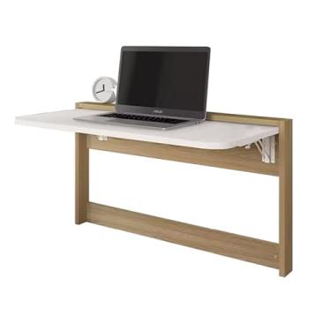 Imagem de Mesa dobrável de parede, mesa de cozinha dobrável de madeira, mesa de laptop montada na parede, mesa flutuante com economia de espaço pequeno, escritório, cozinha, jantar, lavanderia, bar etc. (60 cm