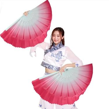 Imagem de LATERONON 1 par de leques de dança de plástico leque portátil Kung Fu Tai Chi para homens/mulheres, festival, dança, presente, apresentação, decorações (rosa)