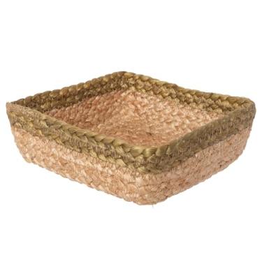 Imagem de Boston International Porta-guardanapos de papel para buffet de cozinha e bancadas de bar, 13,3 cm x 13,3 cm (serve para coquetéis), tecido bege e sálvia