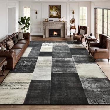 Imagem de DweIke Tapetes geométricos modernos 20 x 25 cm, tapete lavável perfeito para sala de estar, quarto, quarto de crianças, berçário, resistente a manchas e tapete antiderrapante para cozinha, sala de