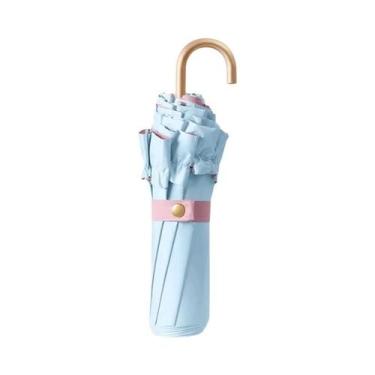 Imagem de Guarda-Sol Portátil Dobrável De Cor Pura Com Proteção UV, Sombrinha De