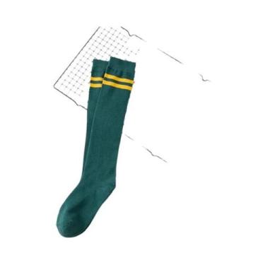 Imagem de Meias Femininas Longas Até O Joelho Listradas Em Cores Sólidas Quentes