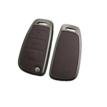 Imagem de Compatível com Audi TT TTRS 8j 8n 8s Mk1 Mk2 Mk3 S Line Liga de zinco Caso chave do carro Suporte Shell Controle remoto Protetor Chaveiro Acessórios(A-Brown)