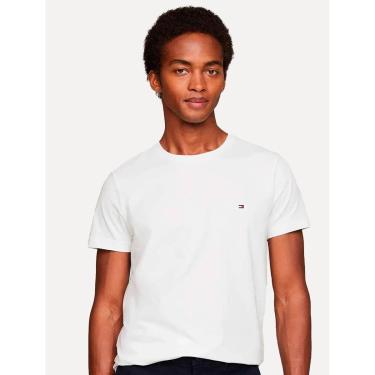 Imagem de Camiseta Tommy Jeans Masculina Regular Jersey C-Neck Flag Branca-Masculino