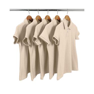 Imagem de Kit 5 Camisas Gola Polo Piquet Feminina Lisa-Feminino