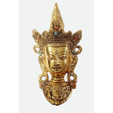 Imagem de Gangesindia Crown Buddha Metal Face Wall Hanging Idol Statue Figurine Murti Showpiece | Buddha Head | Home Decor | Tibetan Buddhist Wall Statue