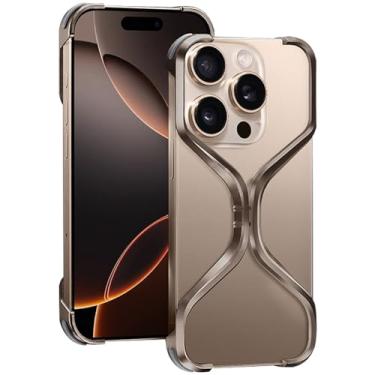 Imagem de Capa de metal em forma de X para iPhone 16 Pro Max/16 Pro/16, ultraleve, moldura de liga à prova de choque, design aberto para melhor resfriamento e sinalização