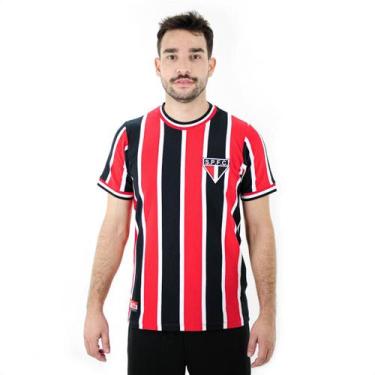 Imagem de Camiseta de Time RetrôMania São Paulo 1969 Listrada Vermelho Preto e B