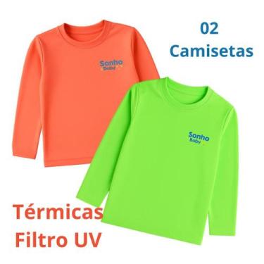 Imagem de Kit 02 Camisetas Térmicas Bebê Unissex - Sonho & Baby, Laranja com ver