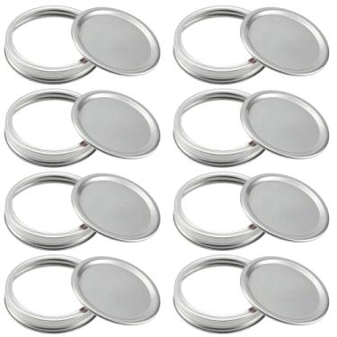 Imagem de 16 tampas de conserva adequadas para anéis de boca larga, tampas de pote de vidro premium com bandas/anéis para bola de boca larga, material de grau alimentício, 100% ajustado e hermético para frascos