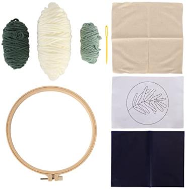 Imagem de Kit de agulha de perfuração Kit inicial de bordado Folhas verdes Padrão Fácil operação Conjunto de artesanato DIY para iniciantes Adultos Crianças Decoração de casa Algodão
