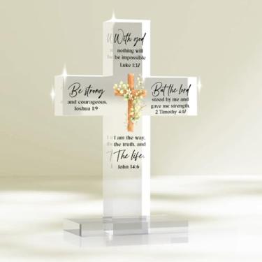 Imagem de Decoração Cristã Presentes Religiosos para Mulheres Motivação Decoração de Mesa Presentes Inspiradores Sinal Cruz Acrílico Religioso para Escritório em Casa Sala de Estar Mesa