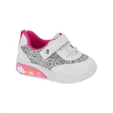 Imagem de Tênis Glitter Com Detalhes Arco-Íris Molekinha Branco, Prata, Branco, 