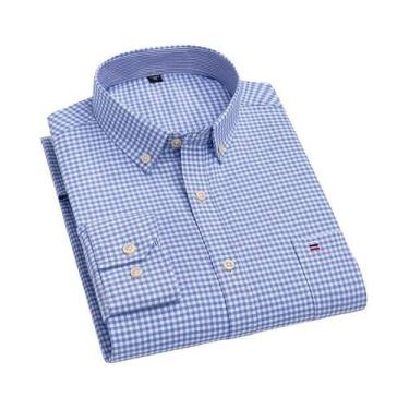 Imagem de Camisa Social Casual Masculina De Manga Longa Em Oxford 100% Algodão, 