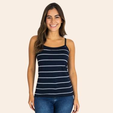 Imagem de Blusa Regata em Viscose Feminina Listrada Cereja Rosa-Feminino
