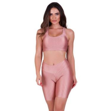 Imagem de Conjunto Top e Bermuda 3D Academia Fitness Bruna - NAKA MODAS, Rosa, M