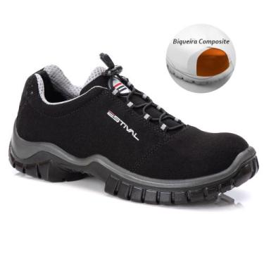 Imagem de Sapato de Segurança em Microfibra Preto e Cinza Estival com Bico Compo