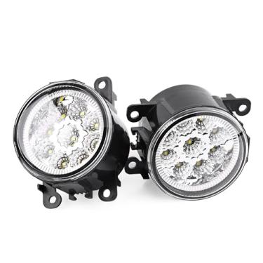 Imagem de Vroomoto Candeeiro de nevoeiro dianteiro redondo para automóvel de 9 LED, com anéis Halo Angel Eye, fabricado com ABS PC, fácil de instalar, substituição para, DRL, luz de circulação (branco)