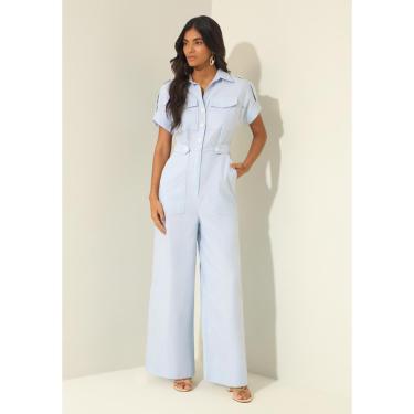 Imagem de Macacão Longo De Mangas Curtas Com Bolsos-Feminino