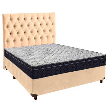 Imagem de Cama Box Perola Com Colchão Casal Airtech 150 Ortobom + Cabeceira