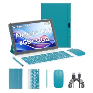Imagem de Tablet Android 15, tablets de 10 polegadas, 8 GB de RAM + 32 GB de ROM/2 TB expansível, tablets 2 em 1 com capa para teclado, tela IPS 1280 x 800, 5G Wi-Fi6, câmera dupla, bateria de 6000 mAh BT5