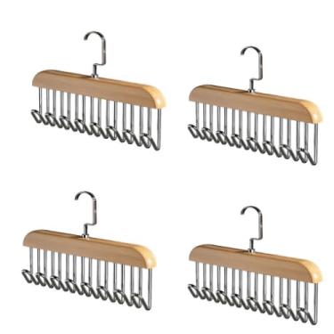Imagem de Cabide Multiuso de Aço Inox com 8 Ganchos – KIT 2/4 Unidades, Organizador para Cintos, Gravatas, Cachecóis, Sutiãs e Colares, 28cm(4 CABIDES)