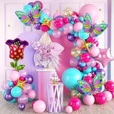 Imagem de Kit de guirlanda de balões Dreamy Butterfly & Tulip 115 unidades - yiw